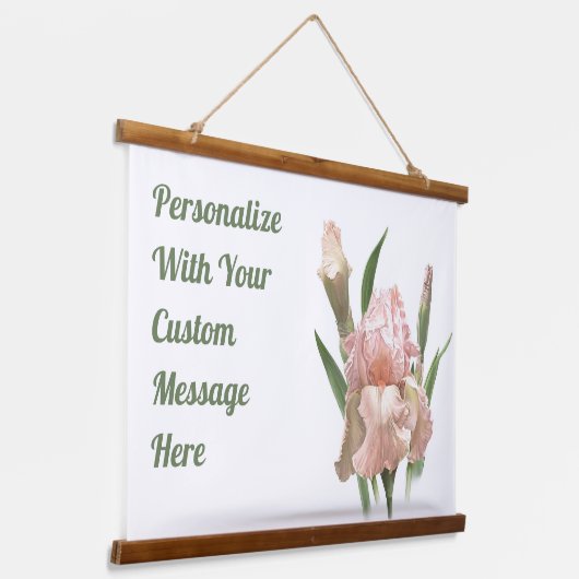 ピンクのラッフルアイリスフラワーアートパーソナライズされた 吊り下げ型タペストリー (傾斜あり)