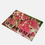 ピンクのラッフルカラジ離れウムフローラ歓迎 ドアマット (アングル)