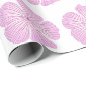 ピンクのラバテーラフラワー開花オンホワイト ラッピングペーパー (ロールコーナー)