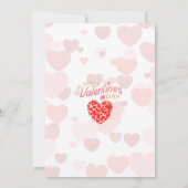 ピンクのラブハーツ バレンタインデーパーティー 招待状 (裏面)