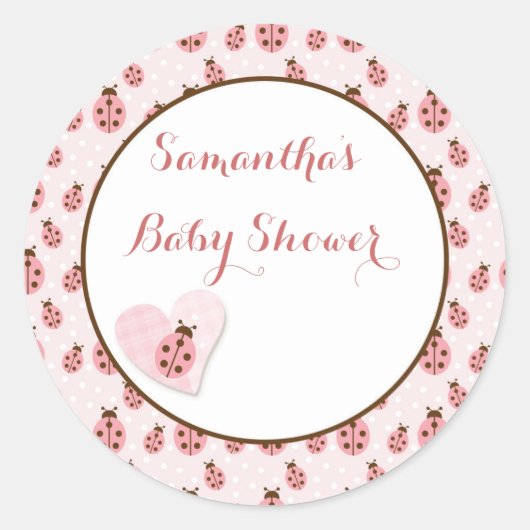 ピンクのラブバグ、ベビーガール ラウンドシール (正面)