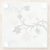 ピンクのラブバードパーソナライズされたガラスのコースター ガラスコースター (裏面)