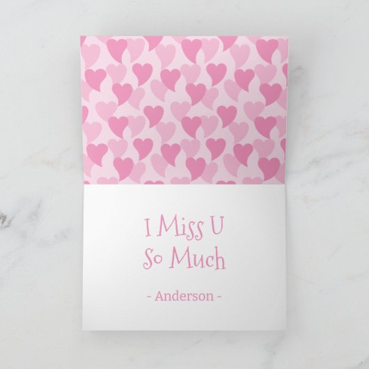 ピンクのラブリーなハートのシームレスパターン カード (内部)