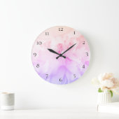 ピンクのラベンダーが付いている*~*のシャクヤクの花の写真 ラージ壁時計 (ホーム)