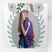 ピンクのラベンダーと恋のミントグリーンの花の結婚式 三つ折り招待状 (内部最初)