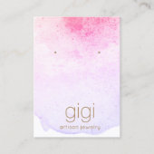 ピンクのラベンダーのウオータカラーのイヤリング表示ホルダー 名刺 (正面)