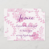 ピンクのラベンダーの花の新婦付添人の招待 インビテーションポストカード (正面/裏面)