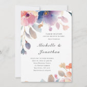 ピンクのラベンダーの花キリスト教の聖書の聖句結婚の 招待状 (正面)