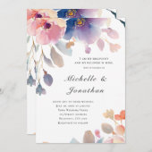 ピンクのラベンダーの花キリスト教の聖書の聖句結婚の 招待状 (正面/裏面)