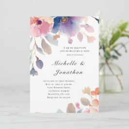 ピンクのラベンダーの花キリスト教の聖書の聖句結婚の 招待状