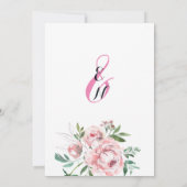 ピンクのラベンダーコーラルグリーンフローラ結婚テーマ 招待状 (裏面)