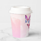 ピンクのラベンダーバタフライベビーシャワー 紙コップ (右)