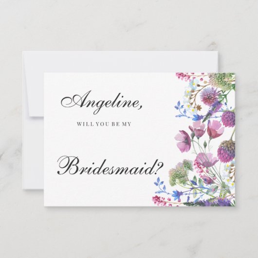 ピンクのラベンダーパープルワイルドフラワーサマーブリーズメイド 招待状 (正面)