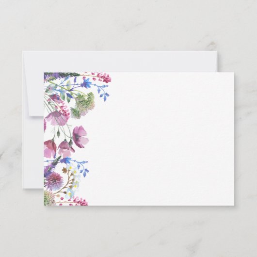 ピンクのラベンダーパープルワイルドフラワーサマーブリーズメイド 招待状 (裏面)