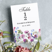 ピンクのラベンダーパープルワイルドフラワーテーブル番号 招待状