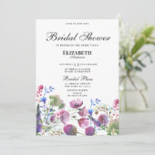 ピンクのラベンダーパープルワイルドフラワーブライダルシャワー 招待状 (スタンド正面)