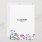 ピンクのラベンダーパープルワイルドフラワーブライダルシャワー 招待状 (裏面)