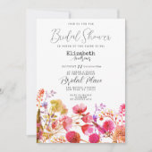 ピンクのラベンダーパープルワイルドフラワーブライダルシャワー 招待状 (正面)