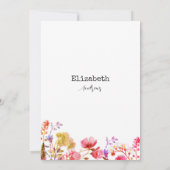 ピンクのラベンダーパープルワイルドフラワーブライダルシャワー 招待状 (裏面)