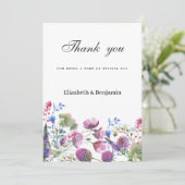 ピンクのラベンダーパープルワイルドフラワー夏ありがとう 招待状 (スタンド正面)