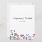 ピンクのラベンダーパープルワイルドフラワー夏RSVP 招待状 (裏面)