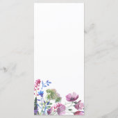 ピンクのラベンダーパープル結婚ワイルドフラワーのメニュー プログラム (裏面)