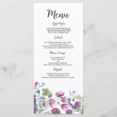 ピンクのラベンダーパープル結婚ワイルドフラワーのメニュー プログラム (正面)