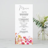 ピンクのラベンダーパープル結婚ワイルドフラワーのメニュー プログラム (スタンド正面)