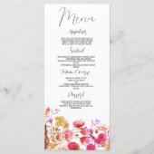 ピンクのラベンダーパープル結婚ワイルドフラワーのメニュー プログラム (正面)