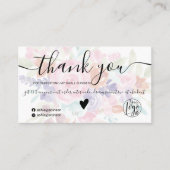 ピンクのラベンダーフローラの水の色の感謝してい順序あなた 名刺 (正面)