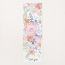 ピンクのラベンダーフローラの水色名モノグラム