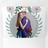 ピンクのラベンダー ラブ ミント グリーン フローラル ウェディング 三つ折り招待状 (内部最初)