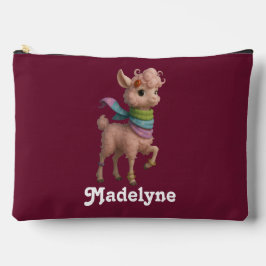 ピンクのラマ模様 アクセサリーポーチ