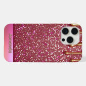 💖 ピンクのラメがゴールドの上に流れ落ちるラグジュアリーな輝き ✨👑 iPhoneケース (裏面横)