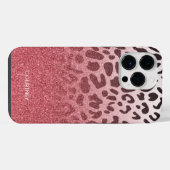 ピンクのラメヒョウ柄 iPhoneケース (裏面横)