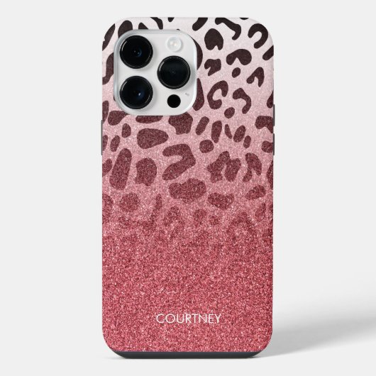 ピンクのラメヒョウ柄 iPhoneケース (裏面)