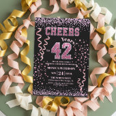 ピンクのラメ付きラインストーン 42歳の誕生日パーティー 招待状