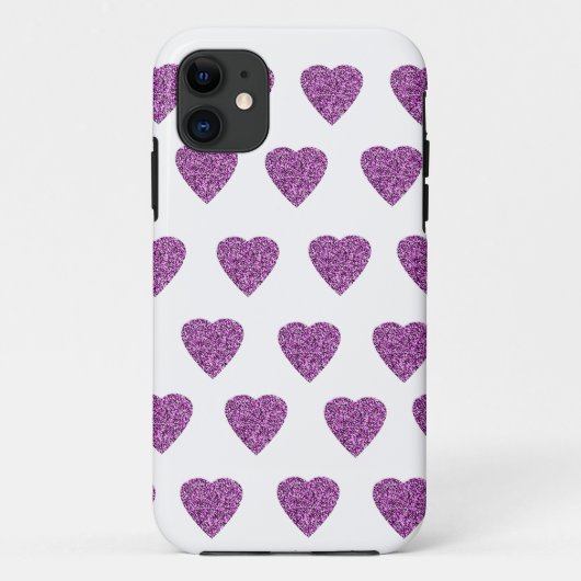 ピンクのラメ入りハート Case-Mate iPhoneケース (裏面)