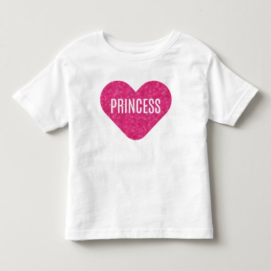 ピンクのラメ入りプリンセスハート トドラーTシャツ (正面)