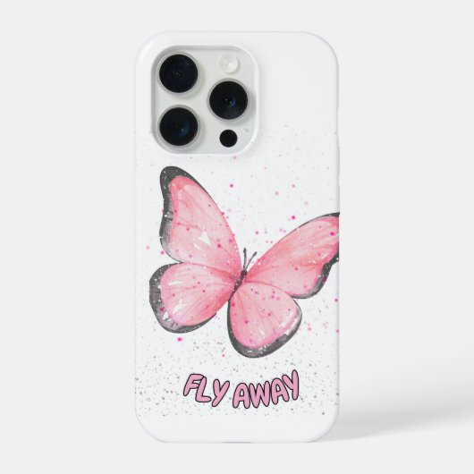 ピンクのラメ入り蝶 iPhoneケース (裏面)