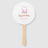 ピンクのラメ リボン 名前 モノグラム 誕生日 ハンドファン (裏面)