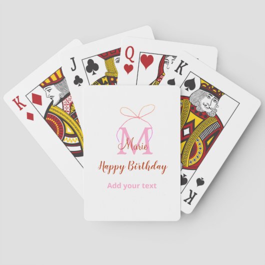 ピンクのラメ リボン 名前 名前入れ 誕生日 トランプ (裏面)