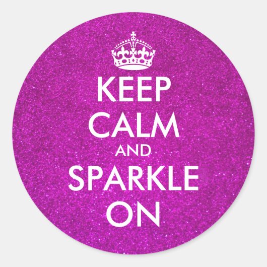 ピンクのラメ Keep calm and sparkle on ステッカー (正面)