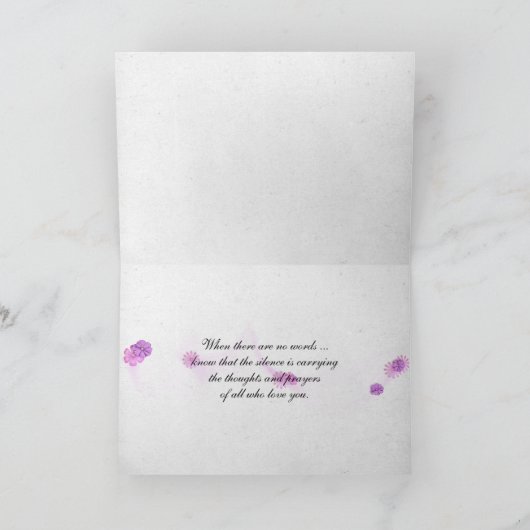 ピンクのランと蝴蝶のろうそく お悔やみ カード (内部)