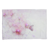 ピンクのランの花に咲く泡のある蝶 枕カバー (正面右)