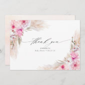 ピンクのランガン パンファズ グラス シャワー サングス サンキューカード (正面/裏面)