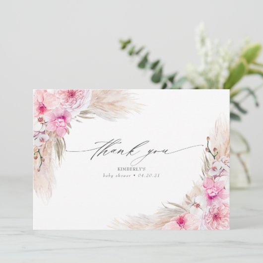 ピンクのランガーズパンファスグラスシャワー サンクス サンキューカード (スタンド正面)