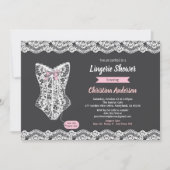 ピンクのランジェリーのシャワーの招待の黒板のレース 招待状 (正面)