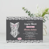 ピンクのランジェリーのシャワーの招待の黒板のレース 招待状 (スタンド正面)