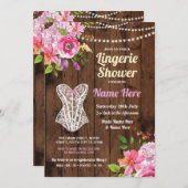 ピンクのランジェリーのシャワー木によっては招待状が開花します 招待状 (正面/裏面)
